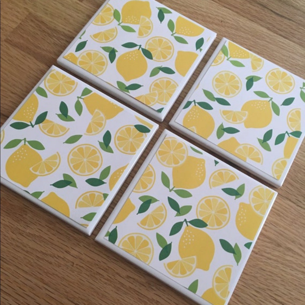 Lemon set of 4 ceramic coasters